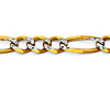 4mm 14K Two-Tone Gold Solid White Pave Figaro Link Chain Necklace 18-24in thumb 1