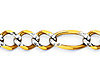 5.5mm 14K Two-Tone Gold Solid White Pave Open Figaro Chain Necklace 18-24in thumb 1