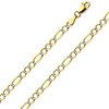 4mm 14K Two-Tone Gold Solid White Pave Open Figaro Chain Necklace 16-24in thumb 0