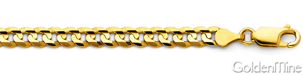 6mm 14K Yellow Gold Solid Men's Concave Curb Cuban Link Chain Necklace 18-30in Slide 1