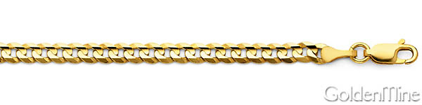 4mm 14K Yellow Gold Solid Men's Concave Curb Cuban Link Chain Necklace 18-24in Slide 1
