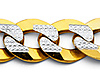 Men's 12.2mm 14K Two-Tone Gold Solid White Pave Curb Cuban Link Chain Necklace 22-26in thumb 1