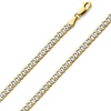 4mm 14K Two-Tone Gold Solid Men's White Pave Curb Cuban Link Chain Necklace 18-24in thumb 0
