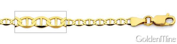 3.5mm 14K Yellow Gold Solid Flat Mariner Chain Necklace 18-24in Slide 1