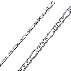 3mm 14K White Gold Solid Figaro Link Chain Necklace 16-30in