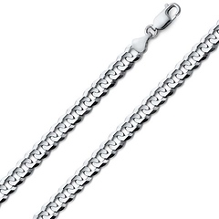 6mm 14K White Gold Solid Men's Concave Curb Cuban Link Chain Necklace 18-30in