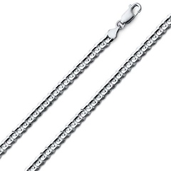 4mm 14K White Gold Men's Solid Concave Curb Cuban Link Chain Necklace 16-30in