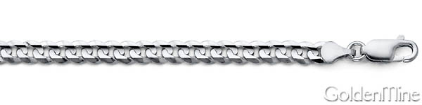 4mm 18K White Gold Men's Solid Concave Curb Cuban Link Chain Necklace 16-30in Slide 1