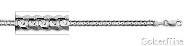 3mm 18K White Gold Solid Concave Curb Cuban Link Chain Necklace 16-30in Slide 1