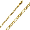 3mm 14K Yellow Gold Solid Pave Figaro Link Chain Necklace 16-24in thumb 0