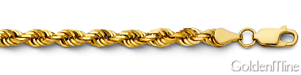 5mm 14K Yellow Gold Solid Men's Diamond-Cut Rope Chain Necklace 22-26in Slide 1