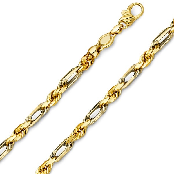 5mm 14K Yellow Gold Men's Diamond-Cut Milano Rope Chain Bracelet 8.5in Slide 0
