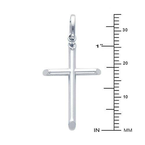 Small Rod Cross Pendant in 14K White Gold - Classic Slide 1