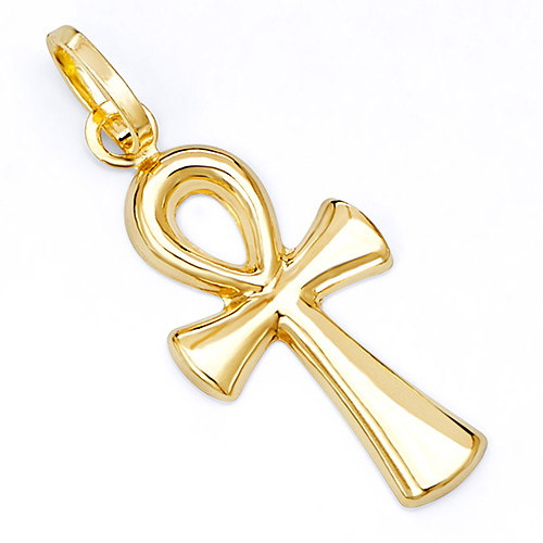 Extra Small Ankh Cross Pendant in 14K Yellow Gold Slide 0