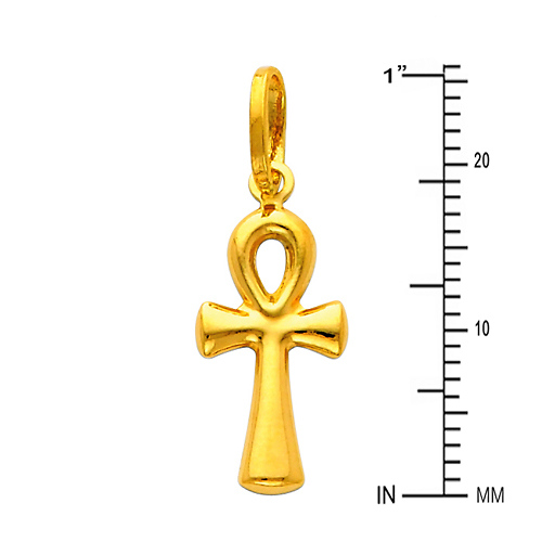 Petite Ankh Pendant in 14K Yellow Gold Slide 1