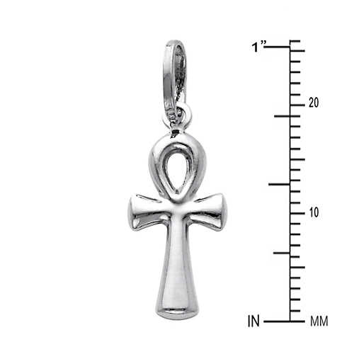 Petite Ankh Pendant in 14K White Gold Slide 1