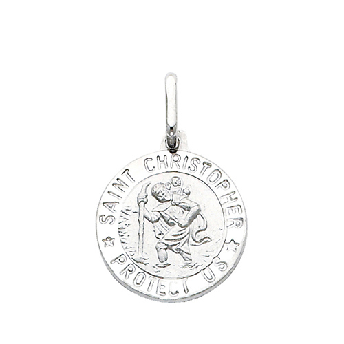 14K White Gold Saint Christopher Pendant Slide 0
