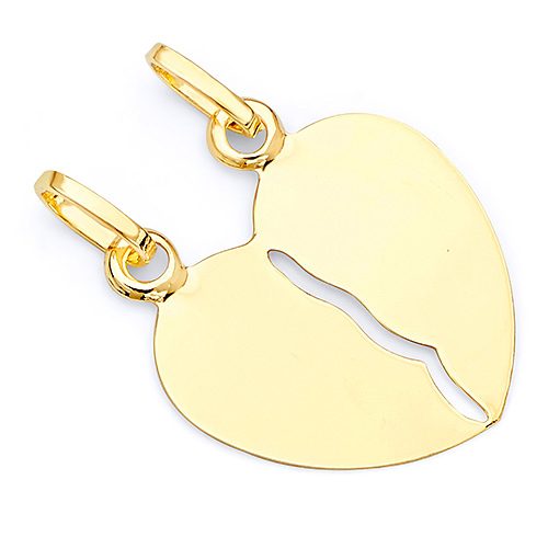 Classic 14K Yellow Gold Split Heart Pendant Slide 0