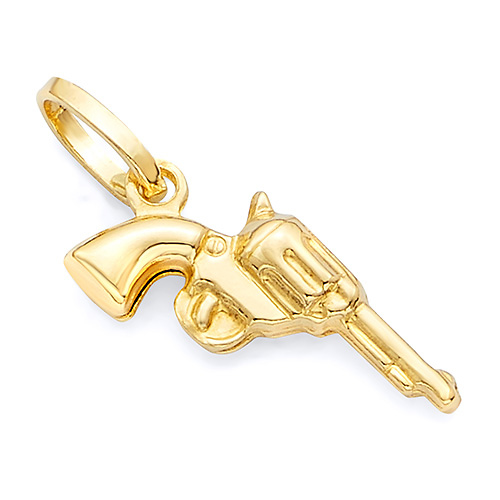 Pistol Charm Pendant in 14K Yellow Gold - Petite Slide 0