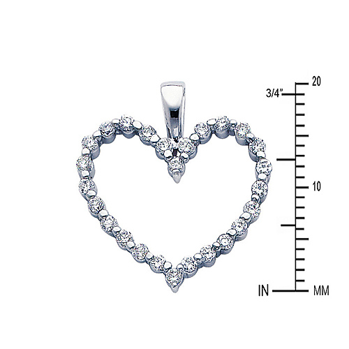 Classic 14K White Gold CZ Open Heart Pendant Slide 1