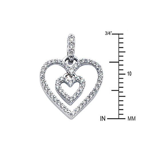 14K White Gold CZ Love Heart Pendant Slide 1