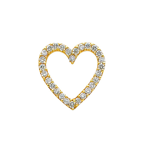 Classic 14K Yellow Gold CZ Heart Pendant Slide 0