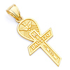 Small My Baptism in Spanish Text Cross Pendant in 14K Yellow Gold thumb 0