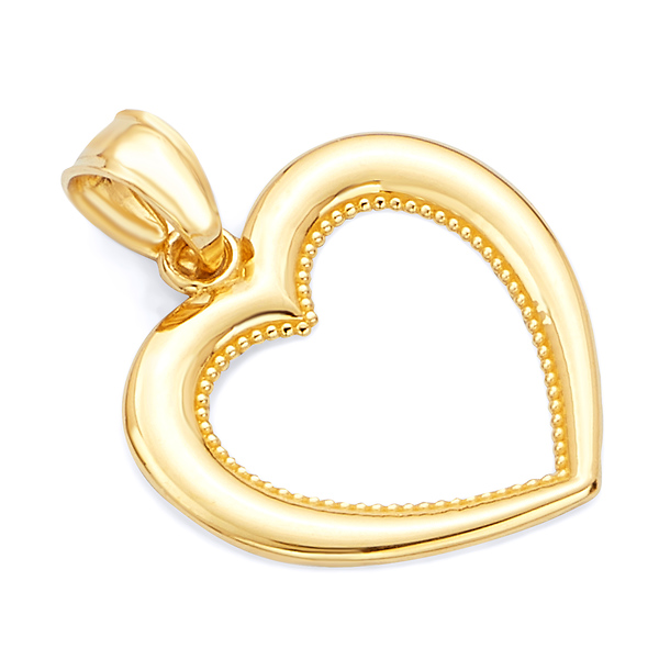 14K Yellow Gold Open Heart Charm Slide 0