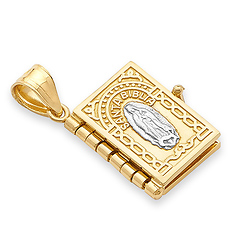 Santa Biblia Spanish Bible Book Pendant in 14K Yellow Gold