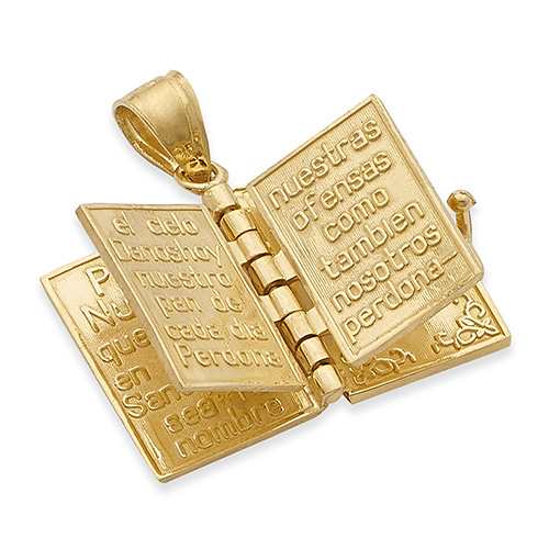 Santa Biblia Spanish Bible Book Pendant in 14K Yellow Gold Slide 2