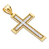 14K Two-Tone Gold Scroll Diamond-Cut Cross Pendant - Large thumb 0