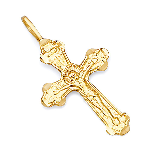 14K Yellow Gold Crucifix Pendant Slide 0