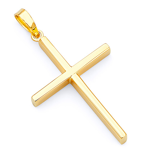 Medium Squared Cross Pendant in 14K Yellow Gold - Classic Slide 0