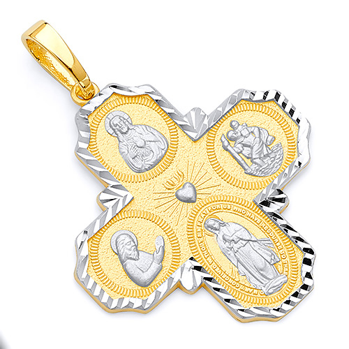 Dagmar 14K Two-Tone Gold Four-Way Cross Religious Pendant Slide 0
