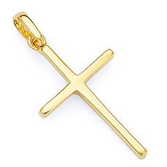 Small Squared Cross Pendant in 14K Yellow Gold - Classic