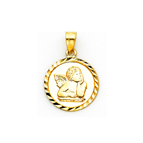 Small 14K Yellow Gold Cherub Angel Charm Slide 0