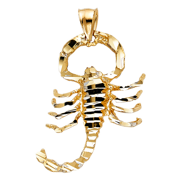 Large Diamond-Cut Scorpian Pendant in 14K Yellow Gold Slide 0
