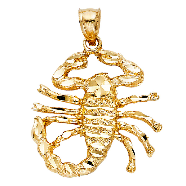 Rounded Tail Scorpian Pendant in 14K Yellow Gold - Medium Slide 0