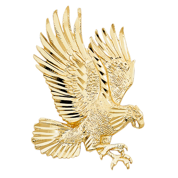 Floating Landing Eagle Pendant in 14K Yellow Gold - Large Slide 0