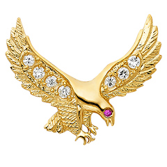Floating CZ Soaring Eagle Pendant in 14K Yellow Gold XL