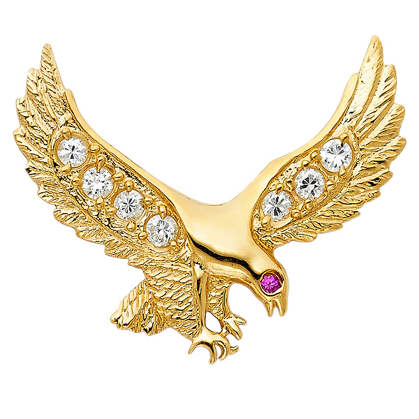 Floating CZ Soaring Eagle Pendant in 14K Yellow Gold XL Slide 0