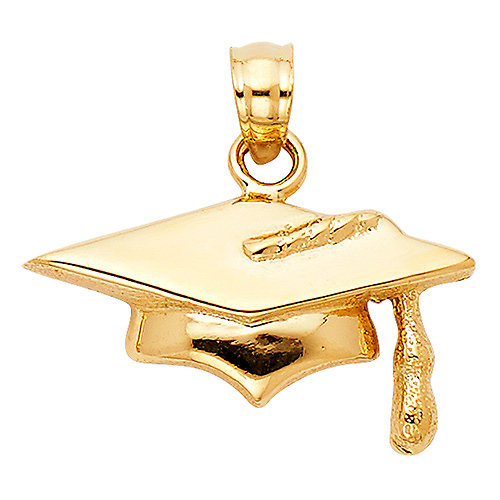 Graduation Cap Charm Pendant in 14K Yellow Gold - Mini Slide 1