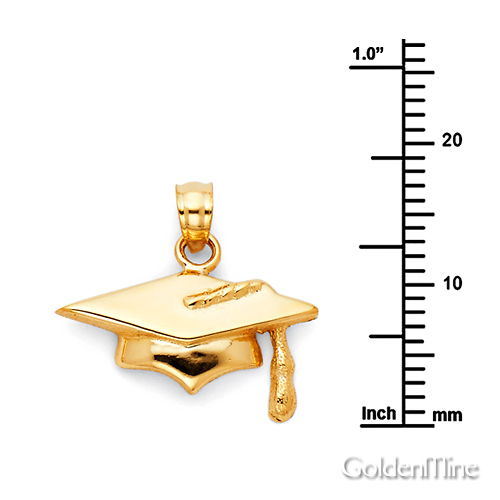 Graduation Cap Charm Pendant in 14K Yellow Gold - Mini Slide 2