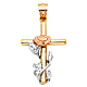 Medium Rose Cross Pendant in 14K Tricolor Gold thumb 1