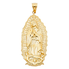 XL Our Lady of Guadalupe Pendant in 14K Yellow Gold