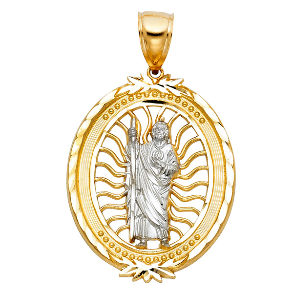 St Jude of Thaddeus Figure Pendant in 14K Yellow Gold - Medium Slide 0