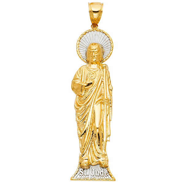 St Jude of Thaddeus Figure Pendant in 14K Two-Tone Gold XXL Slide 0