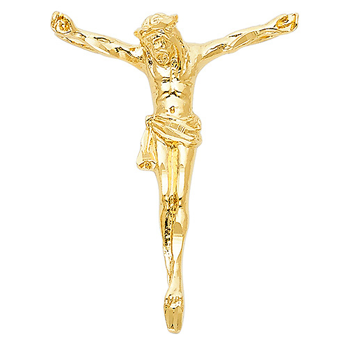 Medium Floating Jesus Body Crucifix Pendant in 14K Yellow Gold Slide 1