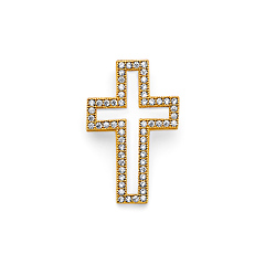 Open-Cut CZ Squared Cross Pendant in 14K Yellow Gold