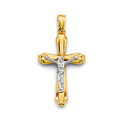 Raised Byzantine Cross Pendant in 14K Yellow Gold Solid